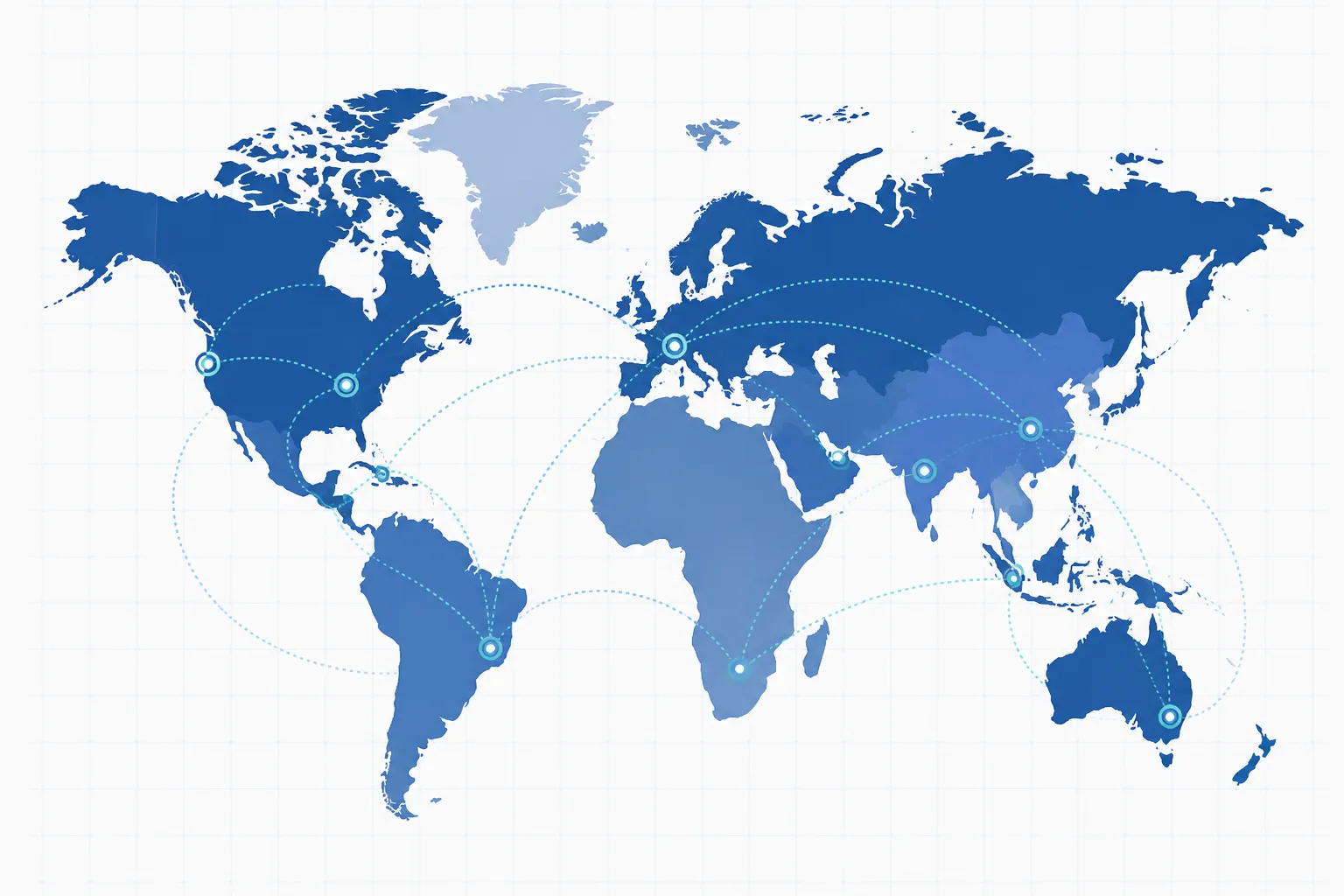 Global map illustrating international digital analytics delivery